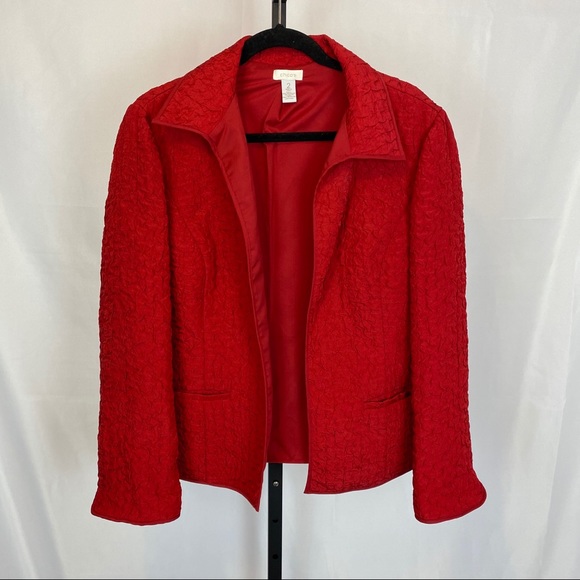 Chico's Jackets & Blazers - Chico’s Red Textured Blazer Jacket, size size Med